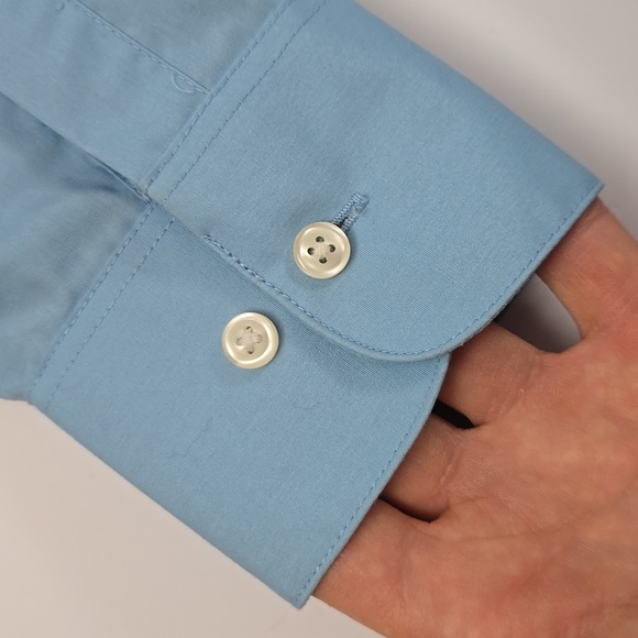 Van Heusen Fitted Wrinkle Free, Long Sleeve Blue Medium Size 15 1/2 34/35 - Picture 14 of 14